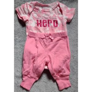 Faded Glory My Daddy Is My Hero Pink Bodysuit and Pants Newborn
